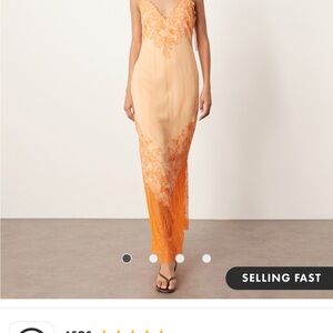 Chic Lace Trim Maxi Dress in Orange